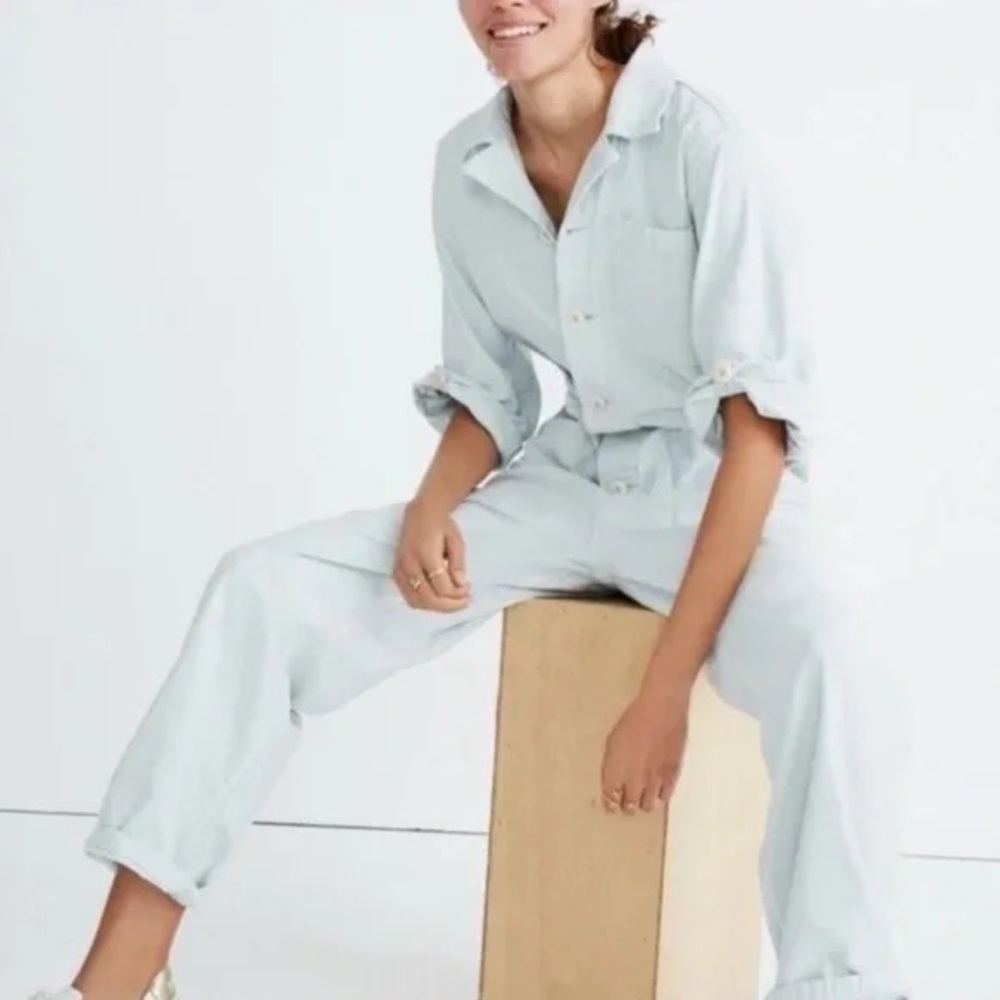 Madewell x As Ever coveralls in Dawn Mist